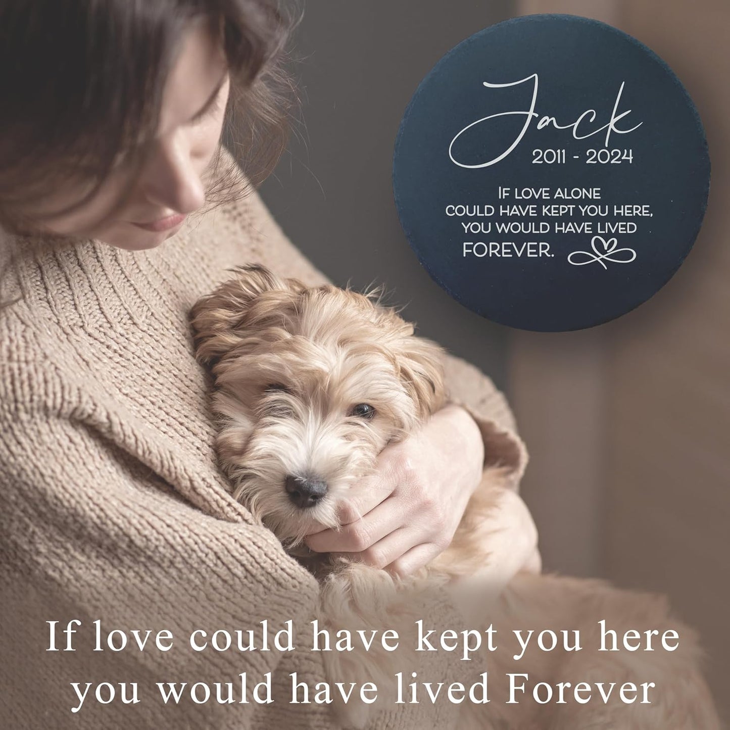 Personalized Pet Memorial Stone for Dogs and Cats | Custom Laser-Etched Weatherproof Garden Grave Marker | Natural Stone Bereavement Headstone Sympathy Gift | 4, 6, 10, or 12 Inch Heart or Circle Shape (A6)-VerdiqueGarden