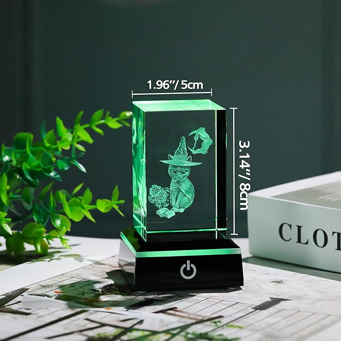 Qianwei 3D Crystal Gothic Black Cat - Baphomet Statue Halloween Cat Witch Figurines Occult Medieval Goth Satanic Home Desk Decor Witchy Gifts Horror Lilith Statue-VerdiqueGarden