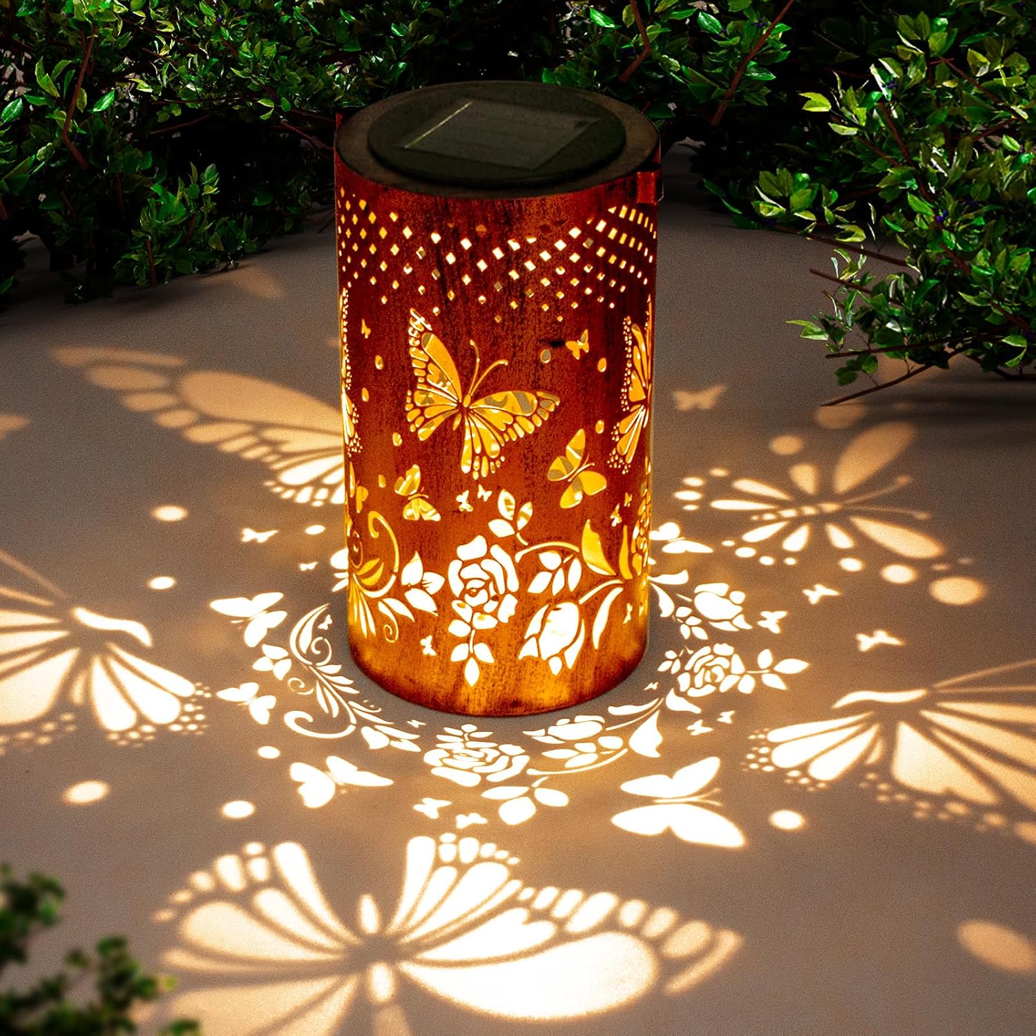 Butterfly Solar Lanterns Outdoor Hanging, Hollowed-Out Metal Waterproof LED Garden Decor Light for Patio Yard Pathway Lawn Front Porch, Christmas Thanksgiving Birthday Gifts for Women Mom Grandma-VerdiqueGarden
