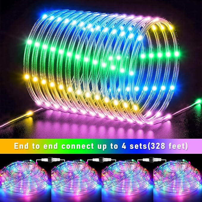 Easter Lights, 100FT 300 LED Rope Lights Outdoor, Plug in String Lights with Waterproof 8 Modes, Connectable Twinkle Light for Indoor House Patio Garden Party Decorations, Pastel Multicolor-VerdiqueGarden