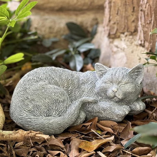 Cat Memorial Stones & Grave Markers Cat Statue, Cats Memorial Gifts for Loss of Cat Sympathy Gift, Cat Statues for Garden Outdoor Statue Decor, 11.4" Length Garden Accent Decorative Cat Figurine-VerdiqueGarden