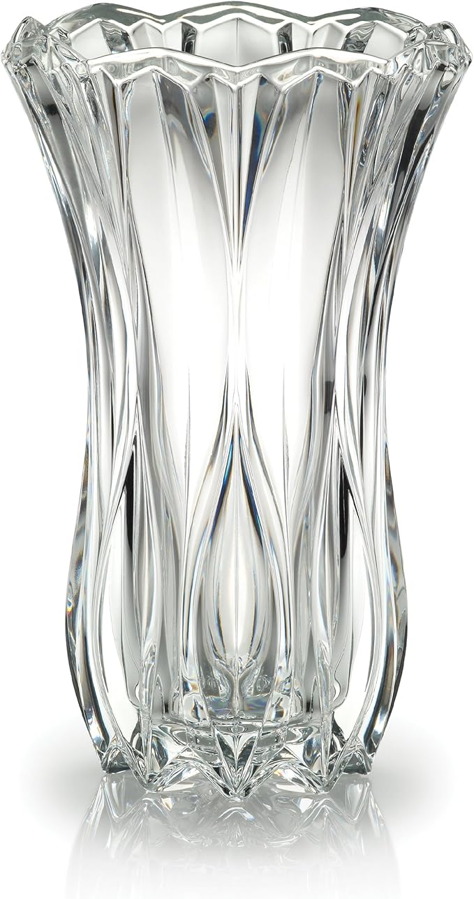Mikasa Celebrations Blossom Crystal Vase, 12-Inch Tall, Elegant Cut Glass Design for Floral Arrangements and Decorative Centerpieces-VerdiqueGarden