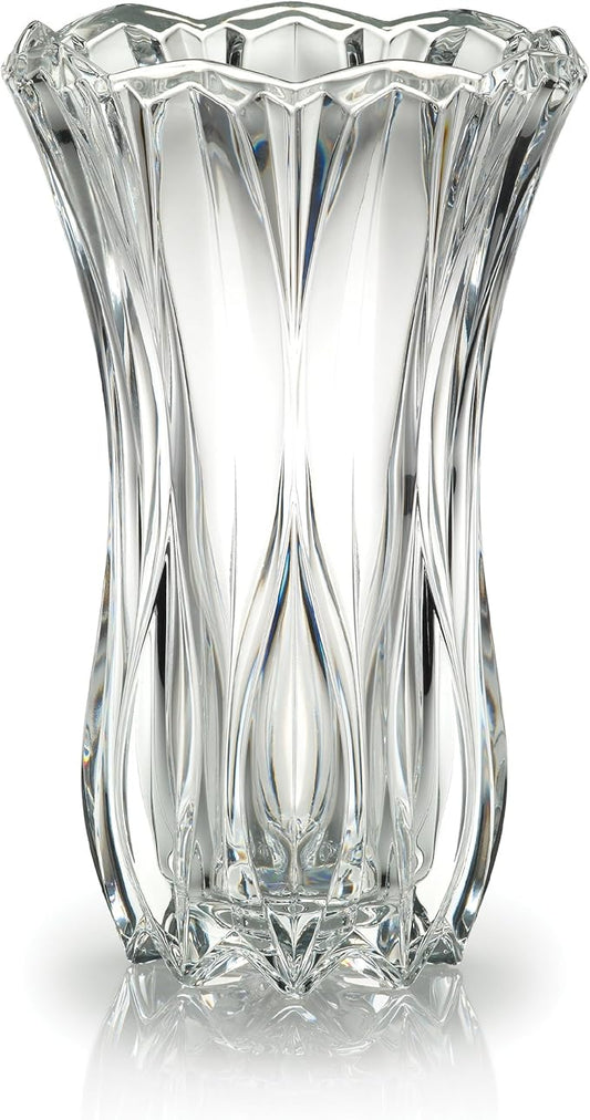 Mikasa Celebrations Blossom Crystal Vase, 12-Inch Tall, Elegant Cut Glass Design for Floral Arrangements and Decorative Centerpieces-VerdiqueGarden