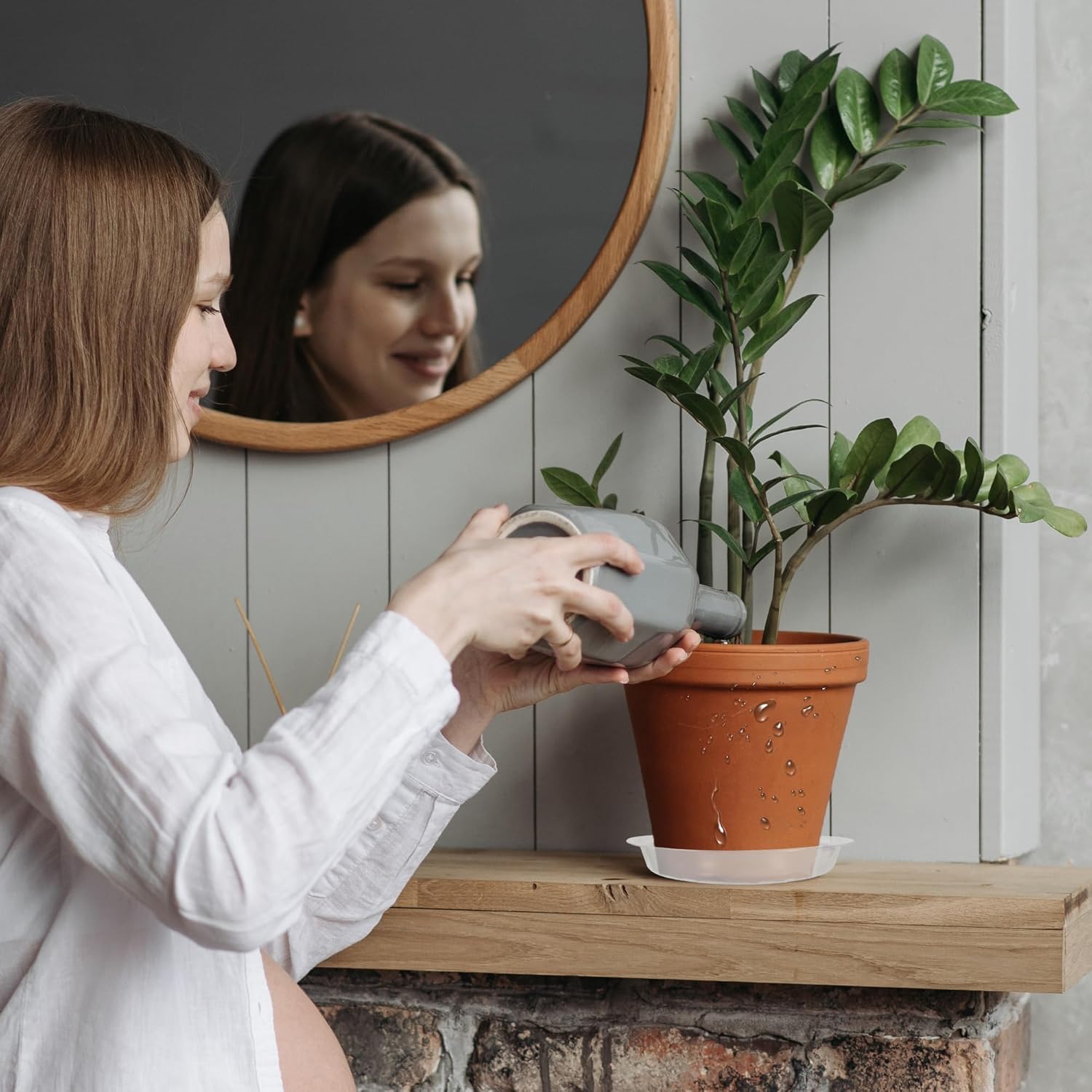 12 Pack 6 Inch Round Plant Saucers for Less 5 Inch Pot Indoors Outdoors Plant Trays for Pots Planter Saucer Plastic Plant Drip Tray Flower Planter Water Tray for Potted Plant(Clear, 6"(12pcs))-VerdiqueGarden