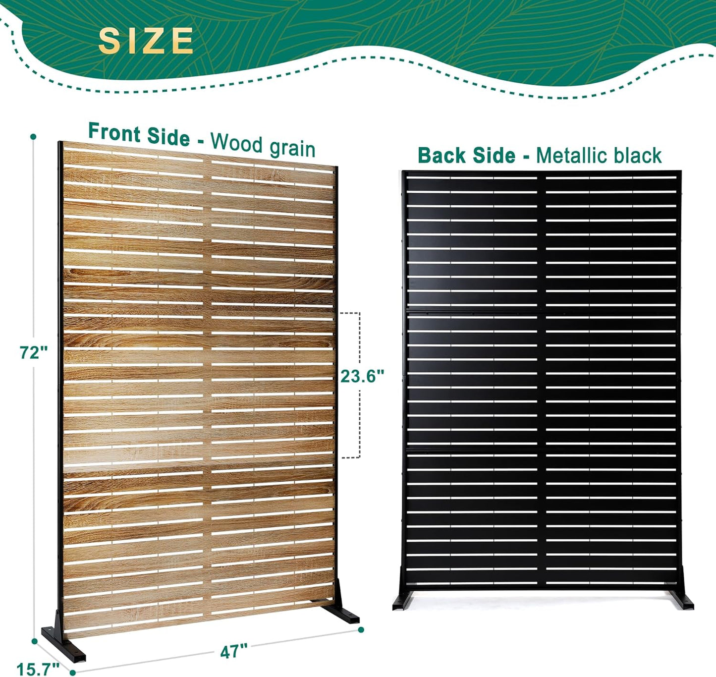 72" H×47" W Metal Outdoor Privacy Screen Freestanding, Outdoor Privacy Screens and Panels for Patio Lawn Deck, Decorative Fence(Consists of 3 Panels)-VerdiqueGarden
