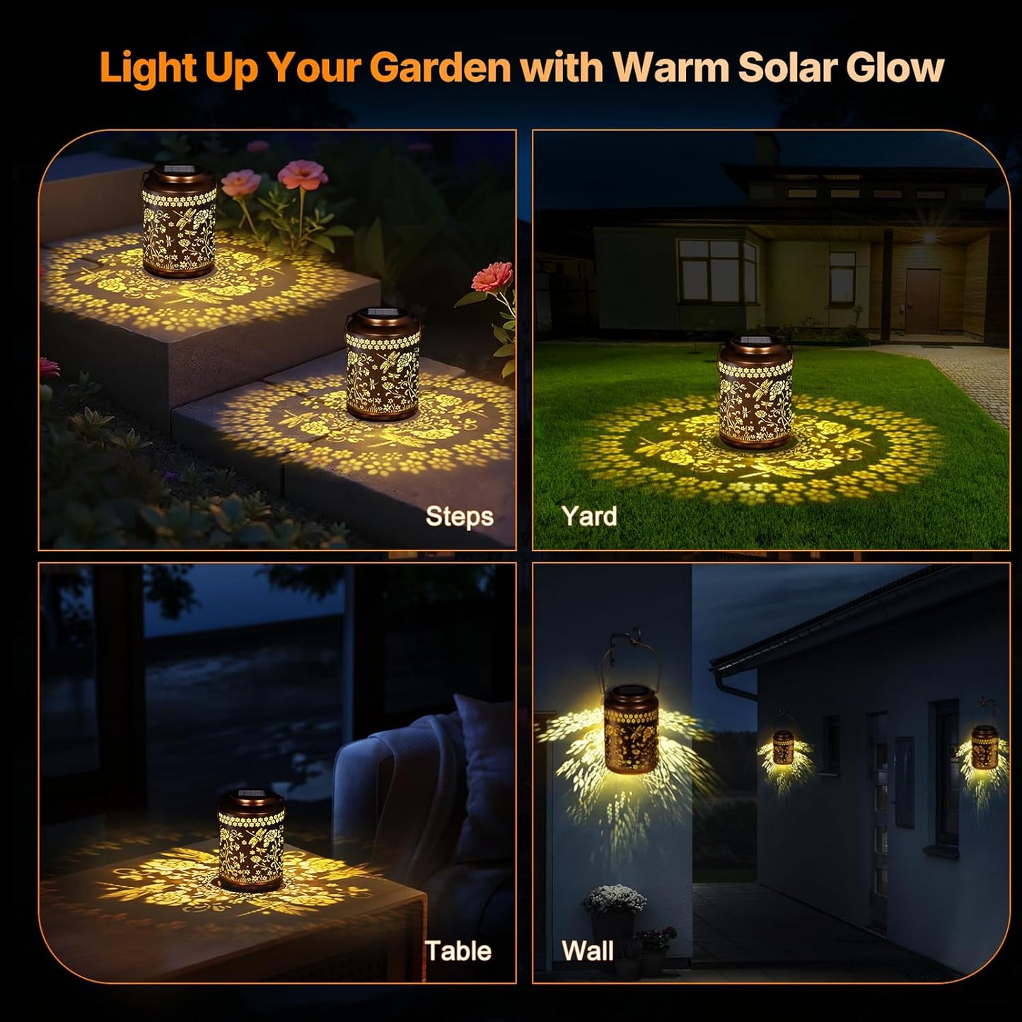 Solar Lanterns Outdoor Waterproof, Dragonfly Garden Decor for Yard Porch Lawn Patio Pathway, Hanging Solar Lights Birthday Gifts for Women Mom Grandma Sister Friend-VerdiqueGarden