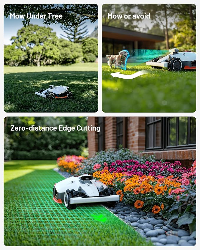 LUBA 2 AWD 3000HX Robot Lawn Mower with 4G, All-Wheel-Drive for 80% Slope, Perimeter Wire Free for 0.75 Acre, UltraSense AI Vision & RTK Auto-Mapping, 2.2"-4.0" Adjustable Cutting Height-VerdiqueGarden