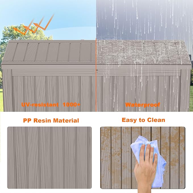 150 Gallon Resin Deck Box, Lockable Patio Outdoor Storage Box for Furniture, Garden Tools and Tools Storage, Waterproof Outside Storage Boxes - Grey-VerdiqueGarden