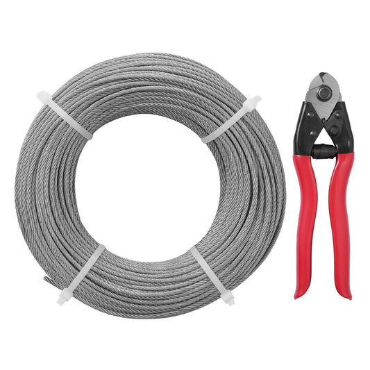 VEVOR T316 Deck Railing Cable, 1/8" Stainless Steel Wire Rope 300 ft with Cutter Kit, 7x7 Strands Construction Marine Aircraft Grade for Handrail Stair Decking Fence Outdoors-VerdiqueGarden