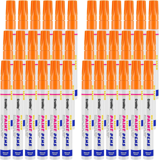Orange Paint Markers, 36 Pack Oil-Based Waterproof Quick Dry Permanent Paint Pen Set for Rocks Painting, Wood, Fabric, Plastic, Canvas, Glass, Mugs, Metal, Tire, Stone, DIY Craft-VerdiqueGarden
