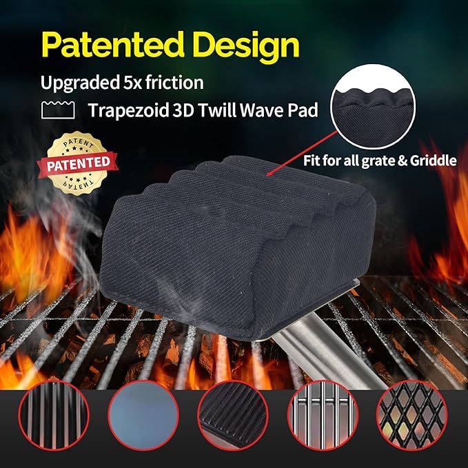 Grill Brush Bristle Free,Unique Wave pad for Cast Iron/Stainless-Steel Grates, (Only Replaceable Cleaning Head No Grill Brush)-VerdiqueGarden