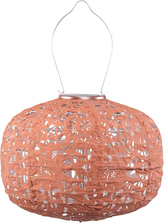 Allsop Soji Stella - Floral Punch - Square Sunflower - 11" Outdoor Solar Lantern - Clay-VerdiqueGarden