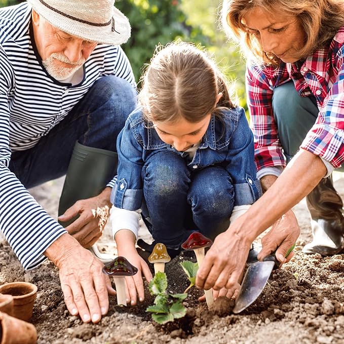 Ceramic Mushrooms Garden Decor Fairy Yard Patio Indoor and Outdoor Micro Landscape Decorations, 8 Pieces Simulated Mushroom Ornaments Statue Stake Mushroom Garden Decor Figurines Decoration Yard Gifts-VerdiqueGarden