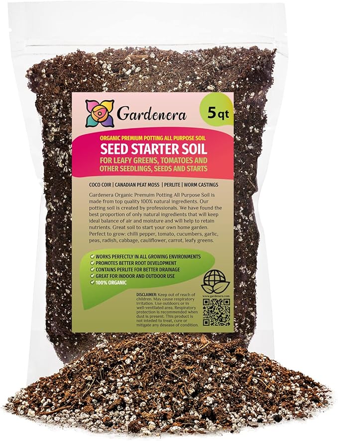 Premium Organic Seed Starter Soil - 5 Quart - All-Purpose Organic Potting Soil for Happy Seedlings and Plants by Gardenera-VerdiqueGarden