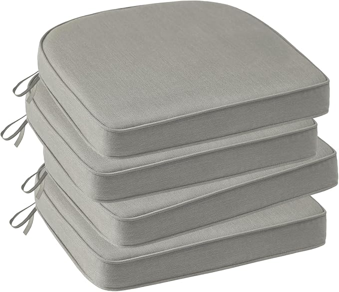 Outdoor Sunbrella Round Corner Seat Cushion, 17"x16"x2", Set of 4, Non Slip Seat Cushion Pads with Removable Cover for Patio Furniture, Garden Yard Lawn, Specrtum Pebble-VerdiqueGarden