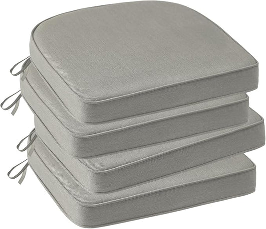 Outdoor Sunbrella Round Corner Seat Cushion, 17"x16"x2", Set of 4, Non Slip Seat Cushion Pads with Removable Cover for Patio Furniture, Garden Yard Lawn, Specrtum Pebble-VerdiqueGarden