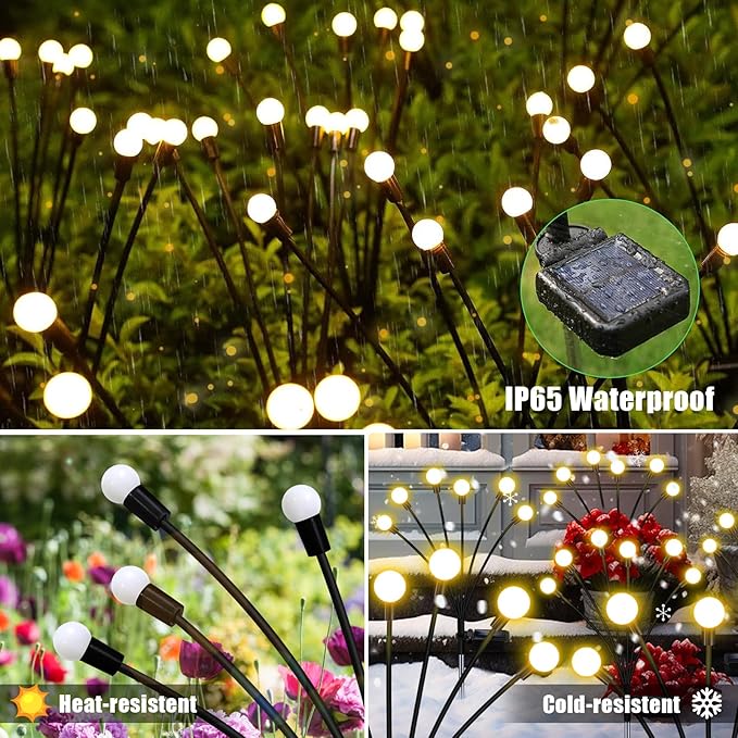 Solar Garden Lights Outdoor, 4 Pack 32LED Waterproof Solar Powered Lights for Yard Pathway Patio, Swaying Lawn Decor as Gardening Gifts for Women Holiday-VerdiqueGarden