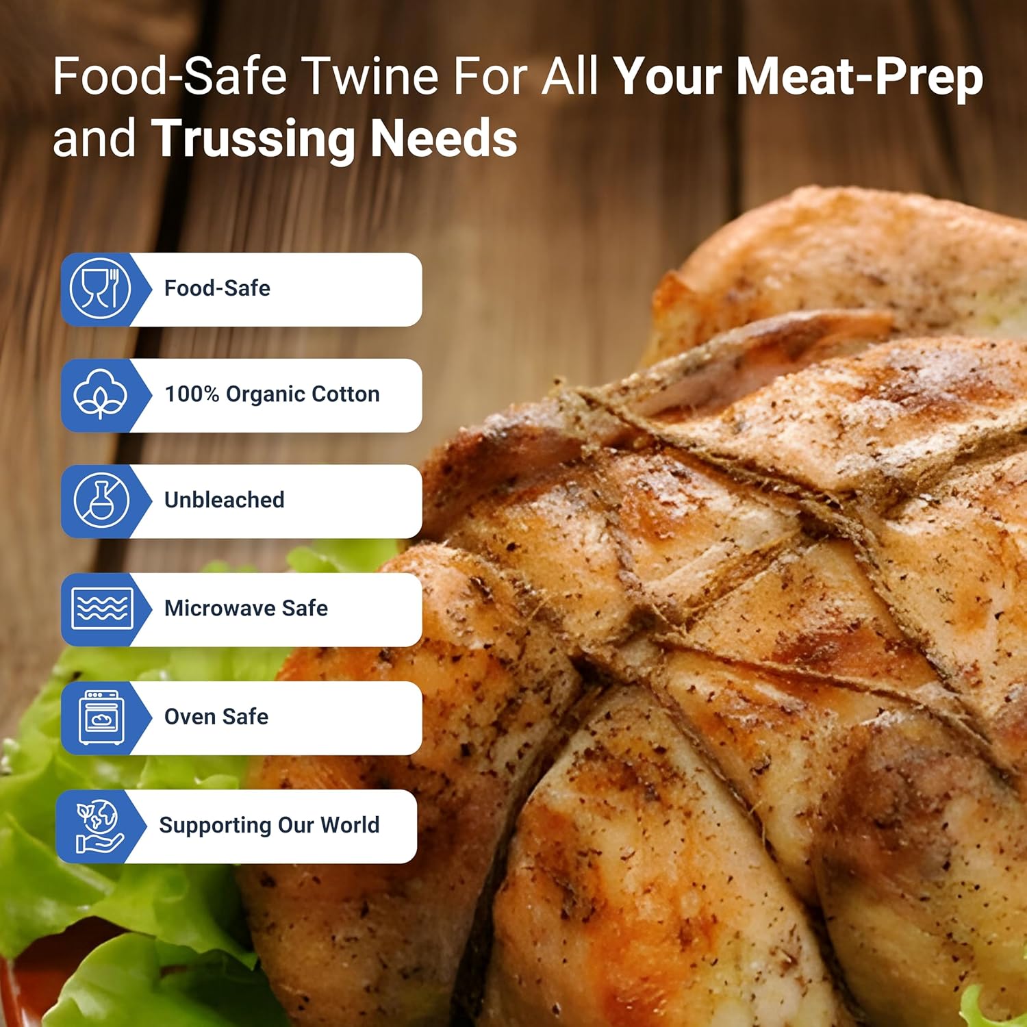 Organic Butcher’s Twine for Cooking & Trussing – 1.2mm Heavy-Duty Natural Cotton Kitchen Twine 1000 Feet – Food-Safe, Oven-Safe String for Meat, Turkey, Baking, & Crafts-VerdiqueGarden