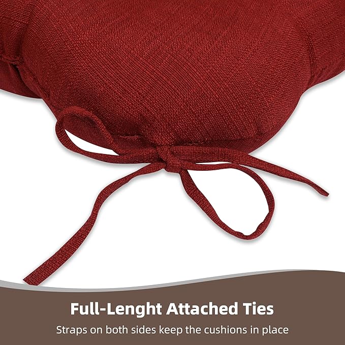 RACE LEAF 17" x 17" Patio Chair Seat Pads Red - Outdoor/Indoor Patio Cushions Set of 2 - Replacement Cushions for Chairs and Seating - Olefin Seat Pads for Porch, Deck, and Garden Seats-VerdiqueGarden