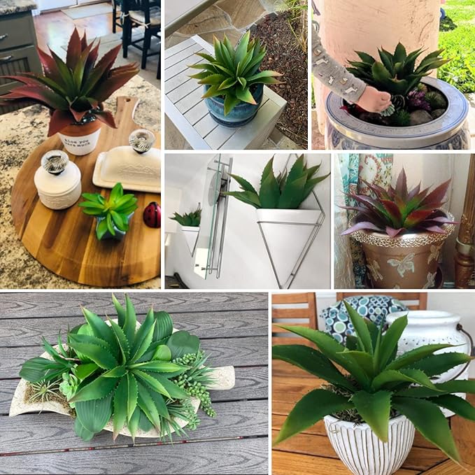 JUSTOYOU Large 12.5" Artificial Succulents Aloe Plants Real Touch Fake Flowers Unpotted for Home Wedding Festival Arrangement (1, Green)-VerdiqueGarden