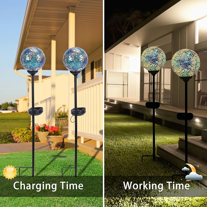 VCUTEKA Mosaic Solar Light, Solar Garden Decorative Lights Outdoor Waterproof LED Pathway Stake Light for Landscape Patio Yard Deck Walkway Decoration, 2 Pack-VerdiqueGarden