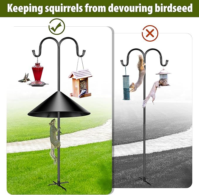 19-inch Squirrel Baffle, Squirrel-Proof for Bird Feeder Pole, Birdhouse Baffle for Shepherd's Hook in The Outdoors,(Black 2 Pack)-VerdiqueGarden