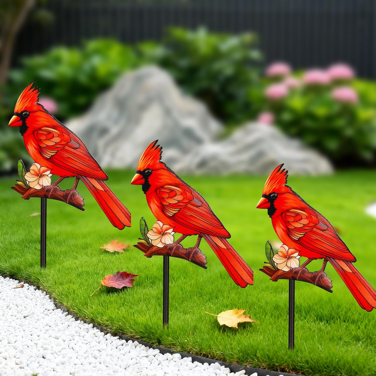 Decorative Garden Stakes with Cardinal Design Metal Yard Decorations for Outside, Patio, Outdoor Decor, Garden, Lawn Ornaments Gifts for Women Mom and Grandma-VerdiqueGarden