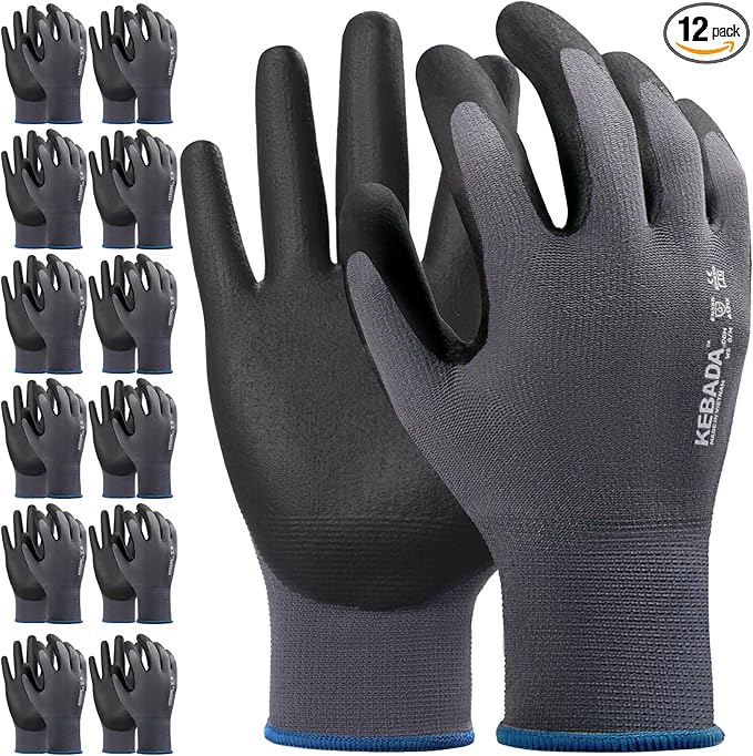 Kebada Work Gloves for Men and Women, Foam Nitrile Coated Safety Gloves with Grip, Ideal for Warehouse Package Handling, Gardening, Mechanic and Construction, Medium-VerdiqueGarden