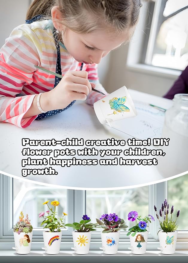 12 Pack 4 Inch Self Watering Plant Pots with Drainage and Saucers，Plastic Flower Pots for Indoor and Outdoor Plants, Nursery Planters for Houseplants and Herbs White, 4 inch 12pcs-VerdiqueGarden