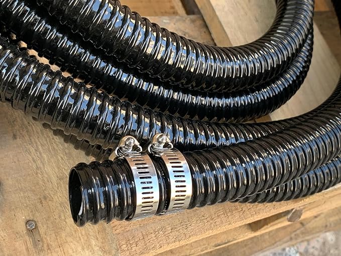 1 1/2 Inch Pond Sump Pump Discharge Hose Corrugated Water Hose Black PVC Strong Flexible Tubing 10Ft-VerdiqueGarden