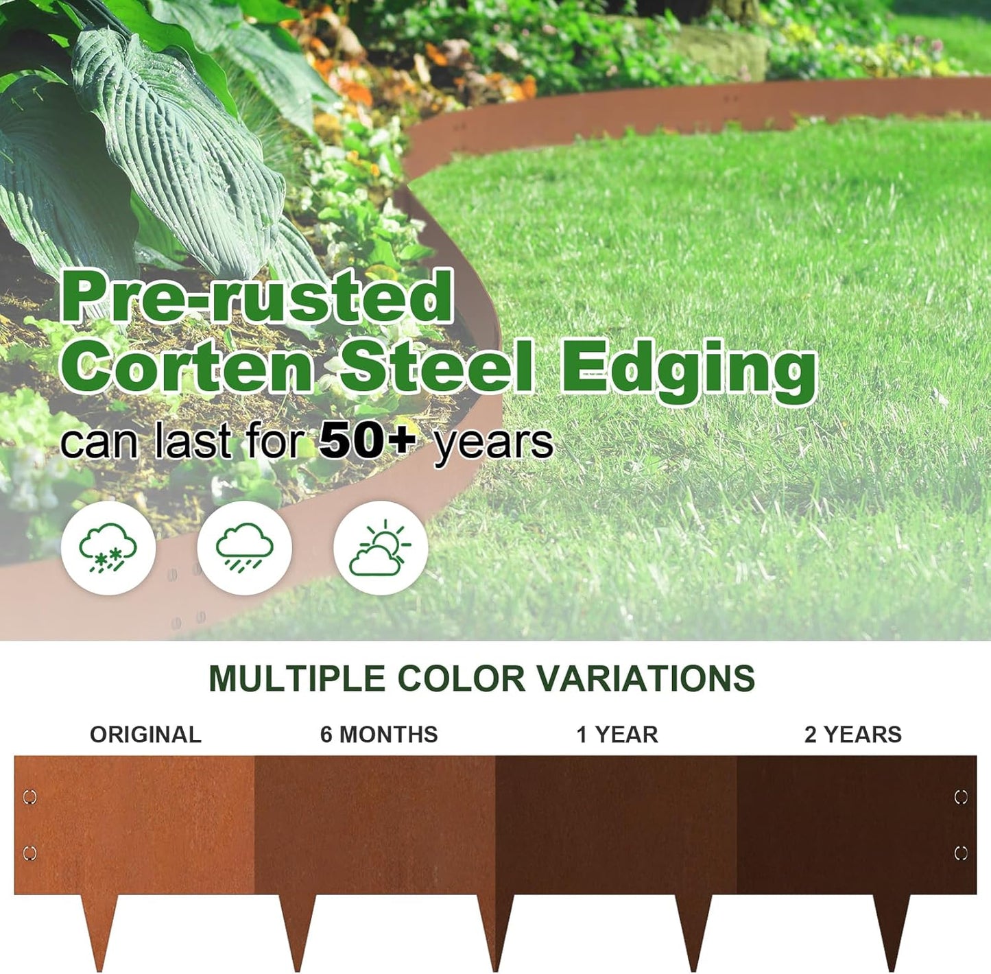 Cor Ten Steel Landscape Edging 6" H x 40" L, 6 Pack Heavy Duty Metal Garden Edging, 20Ft Pre-Rustyed Steel Edging, Bendable Metal Edging for Landscaping, Yard, Tree, Flower Bed-VerdiqueGarden