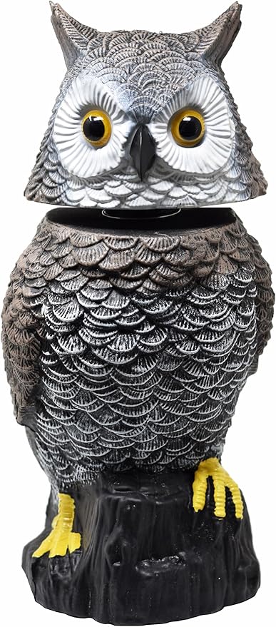 Galashield Owl Decoy to Scare Birds Away Scarecrow Fake Owl with Rotating Head 15" Tall-VerdiqueGarden