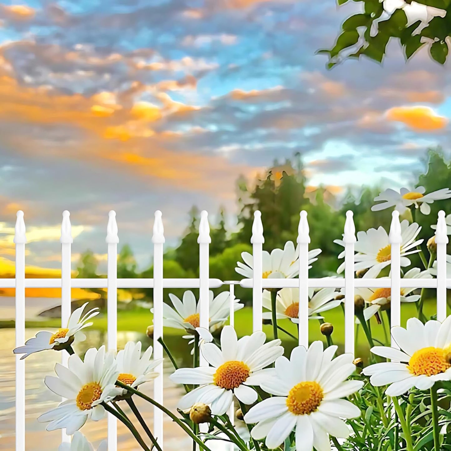 Metal Garden Fence 24" W x 24" H (10 Panels, Total 20 ft), Decorative Border Folding Fence, Landscape Fencing for Flower Bed, Yard, Animal Barrier-VerdiqueGarden