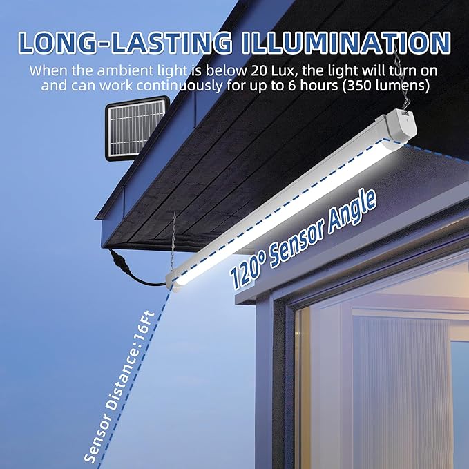 hykolity Solar Powered Shop Light with Motion Sensor, 3FT 17W (100-Watt Equivalent),Integrated LED IP65 Waterproof Outdoor Motion Sensor Shop Light for Garage, Barn, House - 2 Pack-VerdiqueGarden