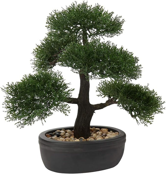 Artificial Bonsai Tree Juniper Faux Plants Indoor Small Fake Plants Decor with Ceramic Pots for Home Table Office Desk Bathroom Shelf Bedroom Living Room Farmhouse Decorations-VerdiqueGarden