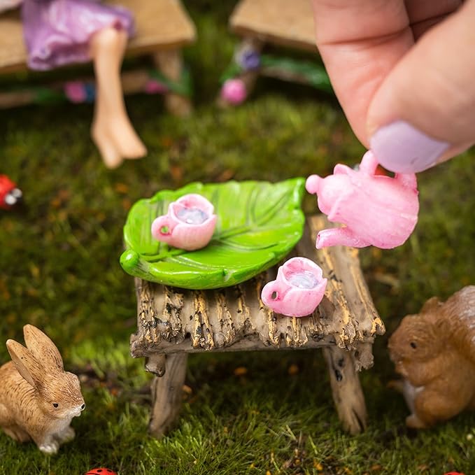 Fairy Garden Accessories Outdoor - Colorful Fairy Garden Starter Kit with a Fairy for a Garden and Miniature Furniture - 14 Piece Set-VerdiqueGarden