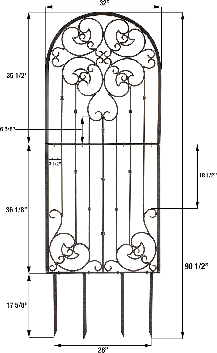 H Potter Garden Trellis for Climbing Plants Metal Wrought Iron Outdoor Wall Panel for Vines Flowers-VerdiqueGarden