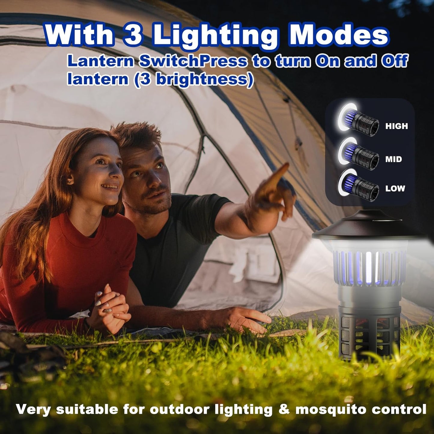 Wisely Fly Traps Outdoor - Rechargeable Cordless Flying Insect Trap IPX4 Waterproof with LED Light Adjustable - Catch Mosquitoes, Flies, Gnats, Wasps for Patio,Camping,Living Room,Home - Black-VerdiqueGarden