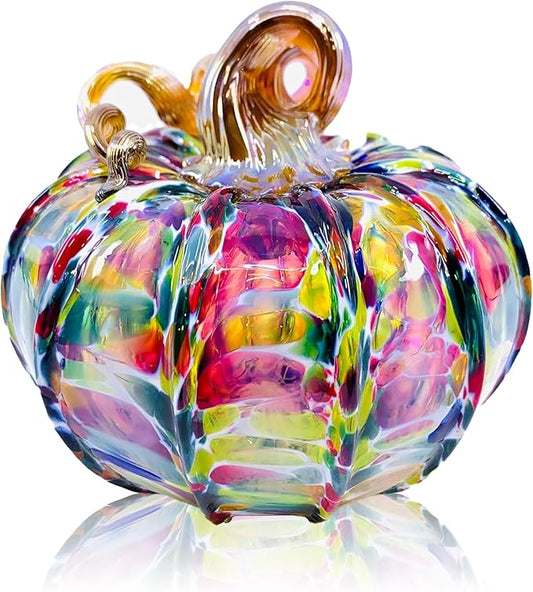 Luke Adams Glass | Handmade Glass Pumpkins | Handmade Table Top Home Decor (Squat, Jewel)