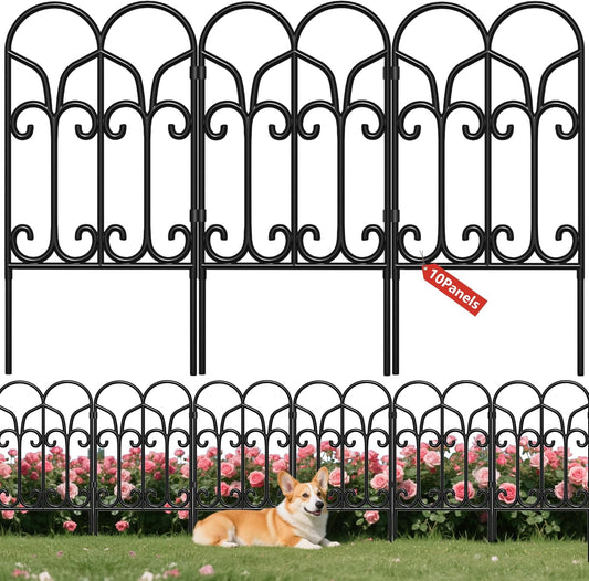AMAGABELI GARDEN & HOME 10 Panels 22in(H)×10ft(L) Decorative Garden Fences and Borders for Dogs No Dig Metal Fence Panels Garden Edging Border Fence for Animal Barrier Fencing for Flower Beds Yard-VerdiqueGarden
