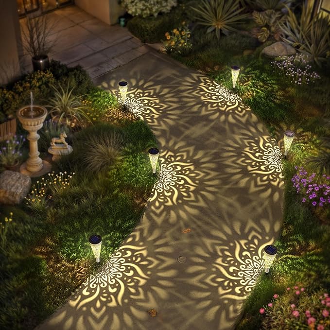 6 Pack Solar Lights Outdoor Garden Decorative Solar Garden Lights with Warm Light Waterproof Solar Pathway Landscape Light for Path Patio Backyard Walkway Yard Decor (White, 6Pcs)-VerdiqueGarden