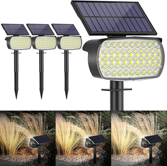 108 LED Solar Spot Lights Outdoor, Solar Lights Outdoor IP65 Waterproof, 3 Modes Solar Landscape Spotlights, Large Solar Panel Solar Powered Lights for Garden Yard Pathway(Cool White/4 Pack)-VerdiqueGarden