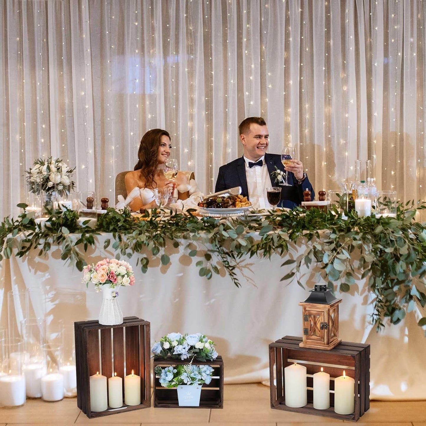 Soaoo 5 Pcs Decorative Nesting Wooden Crates for Storage Display 5 Size Large Small Rustic Wood Decorative Storage Crates with Handle Farmhouse Crate Box Container Made from Pine(Vintage Black)-VerdiqueGarden