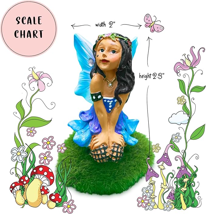 WILD PIXY Indoor Fairy Figurine – Miniature Fairy for Gardens, Ornaments, or Cake Toppers, Fairy Garden Decor and Accessories, Premium Resin, Designer Gift Box with Poem Card-VerdiqueGarden
