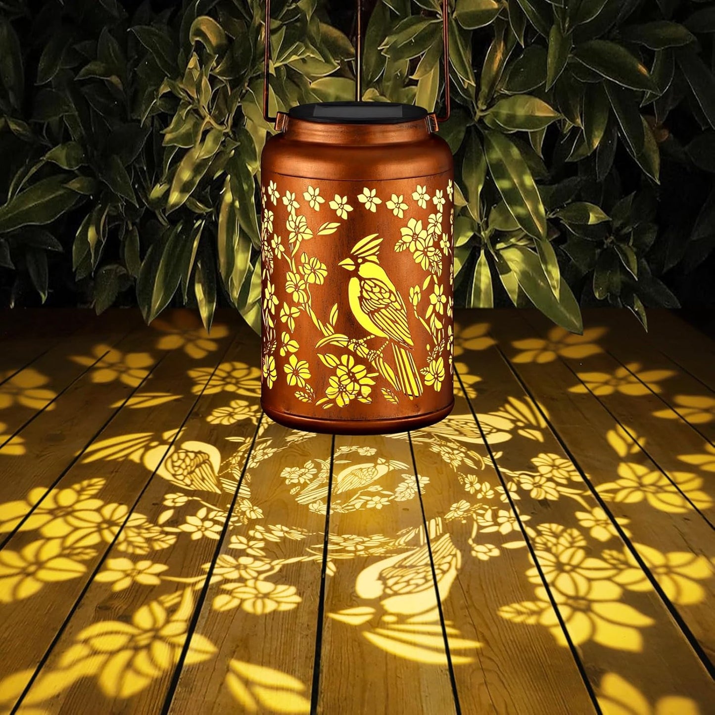 Solar Lanterns Outdoor Waterproof Garden Decor Birthday Gifts for Women Mom Grandma Hanging Lights Metal Decoration Outside for Yard, Patio,Backyard,Porch(Red Bird)-VerdiqueGarden