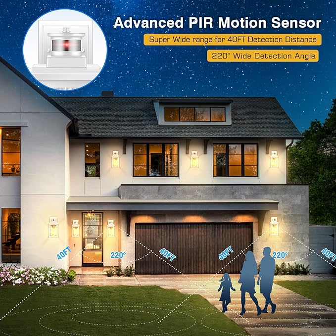 VIANIS Motion Sensor Outdoor Lights, White Dusk to Dawn Outdoor Lighting Wall Mount, Aluminum Waterproof Modern Exterior Garage Lights, Outdoor Lanterns for Front Porch Patio, Entryway, Front Door…-VerdiqueGarden