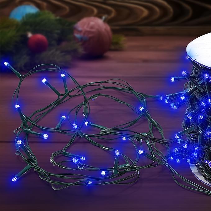 Christmas Tree Light 200 LEDs 73ft Green Cable Wire Fairy String Twinkle Lights Plug in 12 Modes for Xmas Party, Halloween, Outdoor, Garden, Wedding, Home Decoration (Blue)-VerdiqueGarden