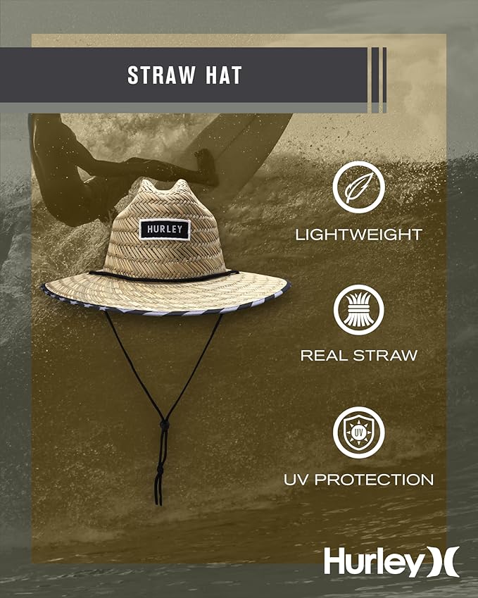 Hurley Men's Straw Hat - Bayside Lifeguard Straw Sun Hat-VerdiqueGarden