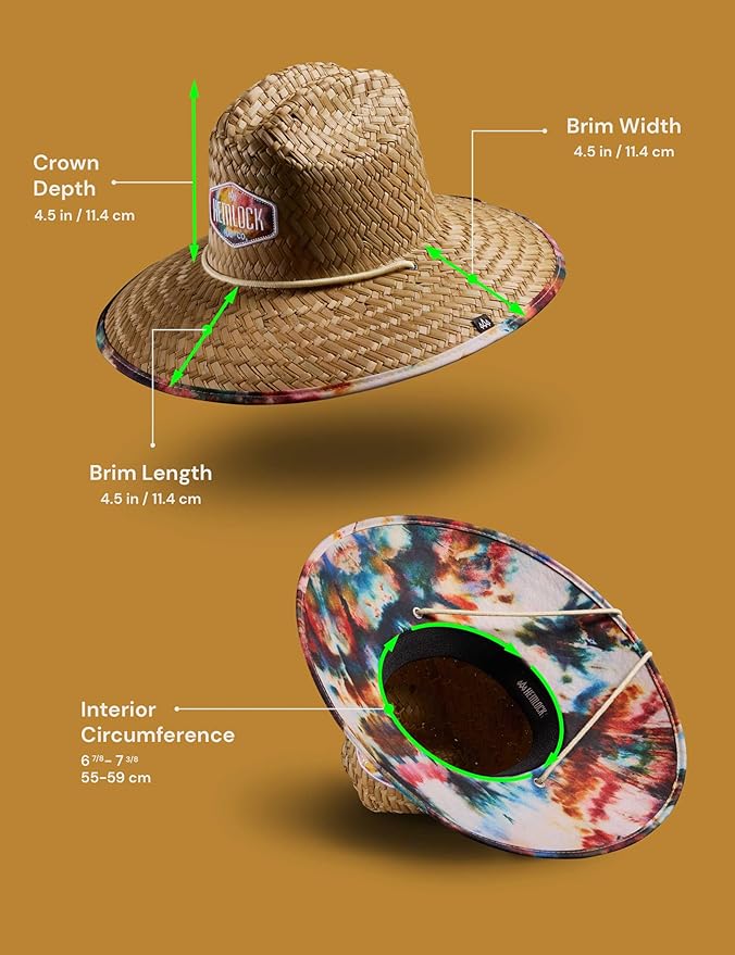 Straw Hat for Men & Women | Lifeguard Hat, Beach Hat & Sun Hat | UPF 50+ Wide Brim for Sun Protection | One Size | Hemlock-VerdiqueGarden
