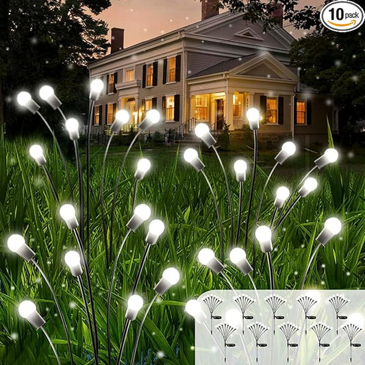 OZS 10pack 80LED Solar Garden Lights - Outdoor, Swaying Lights, Waterproof for Garden Pathway Decoration (Cool White)-VerdiqueGarden